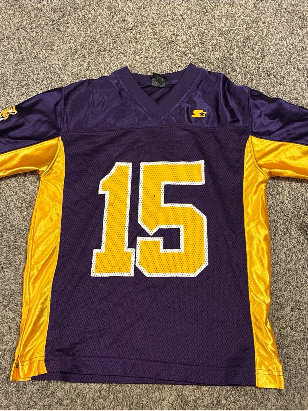 STARTER LSU Purple and Gold Football Jersey with Number 15 Youth 12/14